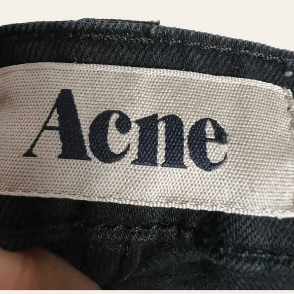 Acne Studios Kex Wet Black Raw Hem Low Rise Slim Jeans Size 26 - Picture 6 of 6
